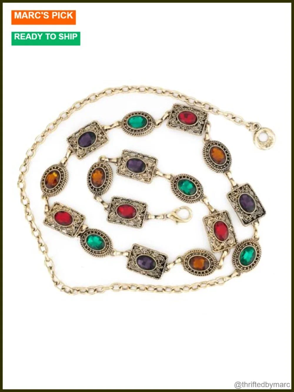 Rhinestone Chain Belt, Metal Waist Belt for Women, Bling Bling F117